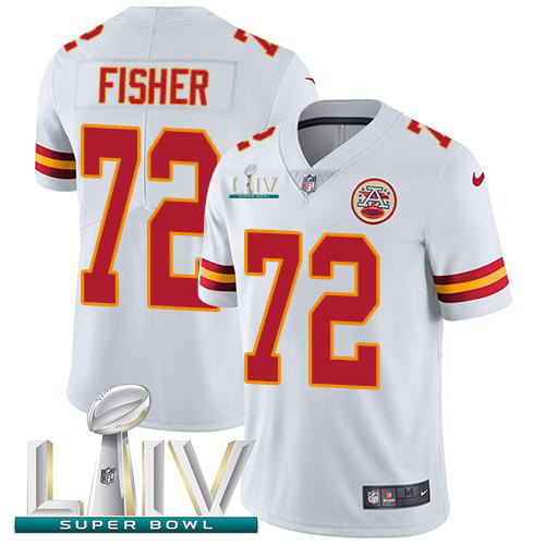 Kansas City Chiefs Nike #72 Eric Fisher White Super Bowl LIV 2020 Men Stitched NFL Vapor Untouchable Limited Jersey